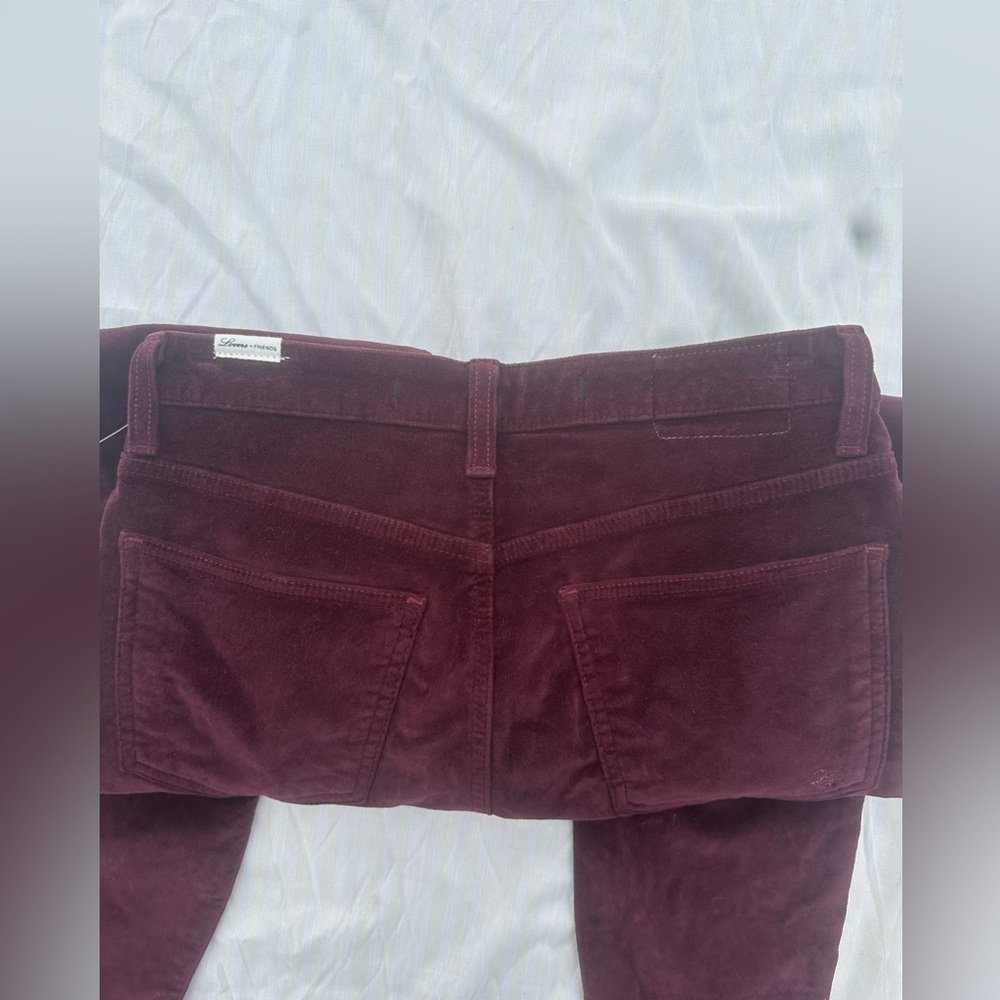 Lovers + Friends Maroon Velvet Skinny Jeans Size 27 NWT - Picture 4 of 7
